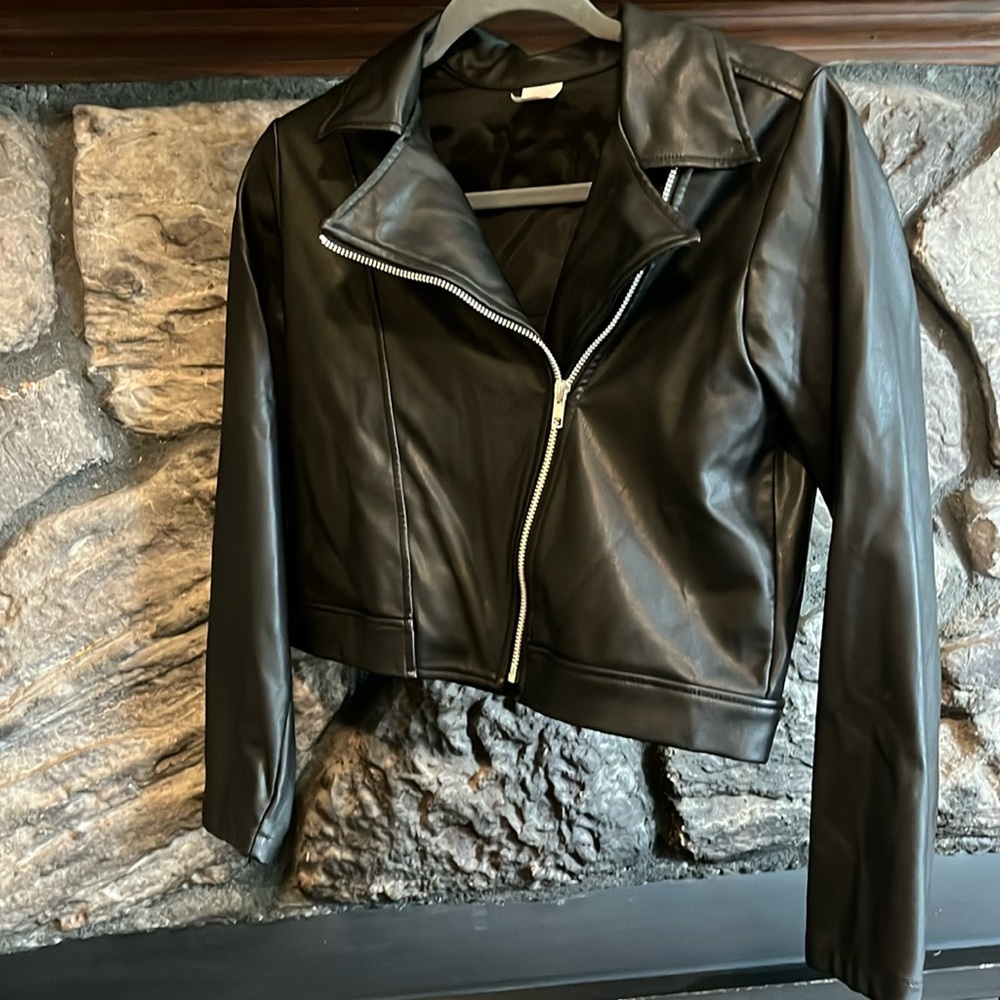 Girls faux leather moto jacket